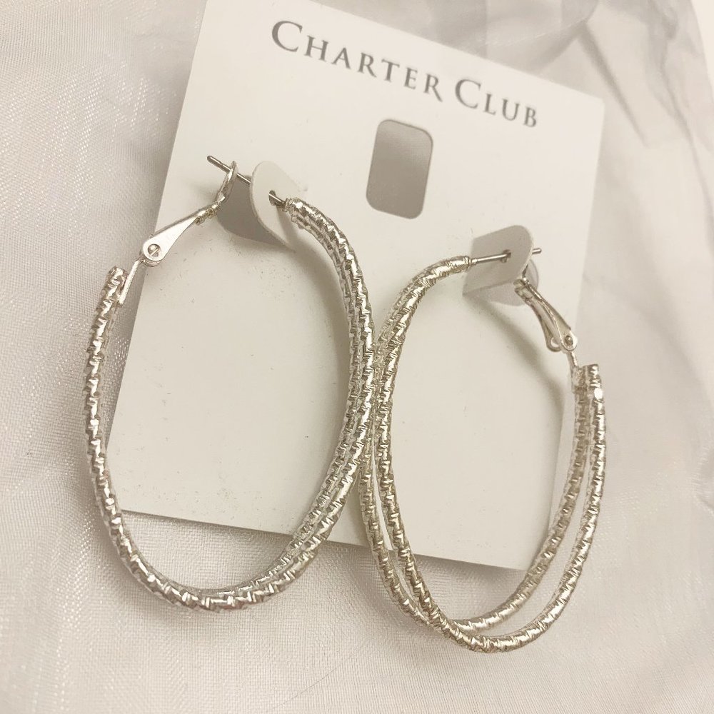 Silver-Tone Double Hoop Earrings